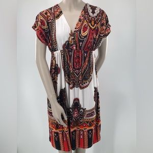 Boho Paisley Slipon Deep V-neck Size Small